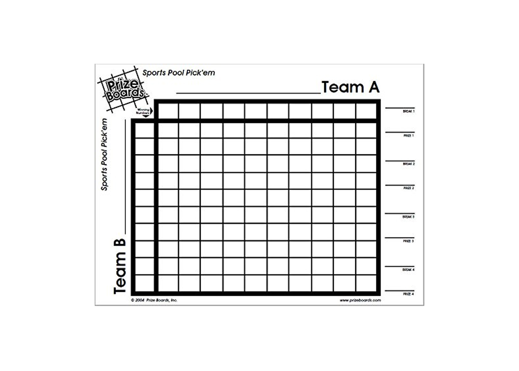 OFG Products Prize Boards - Sports Squares Pool Pick'em| Perfect for March  Madness and Super Bowl Squares Pools!